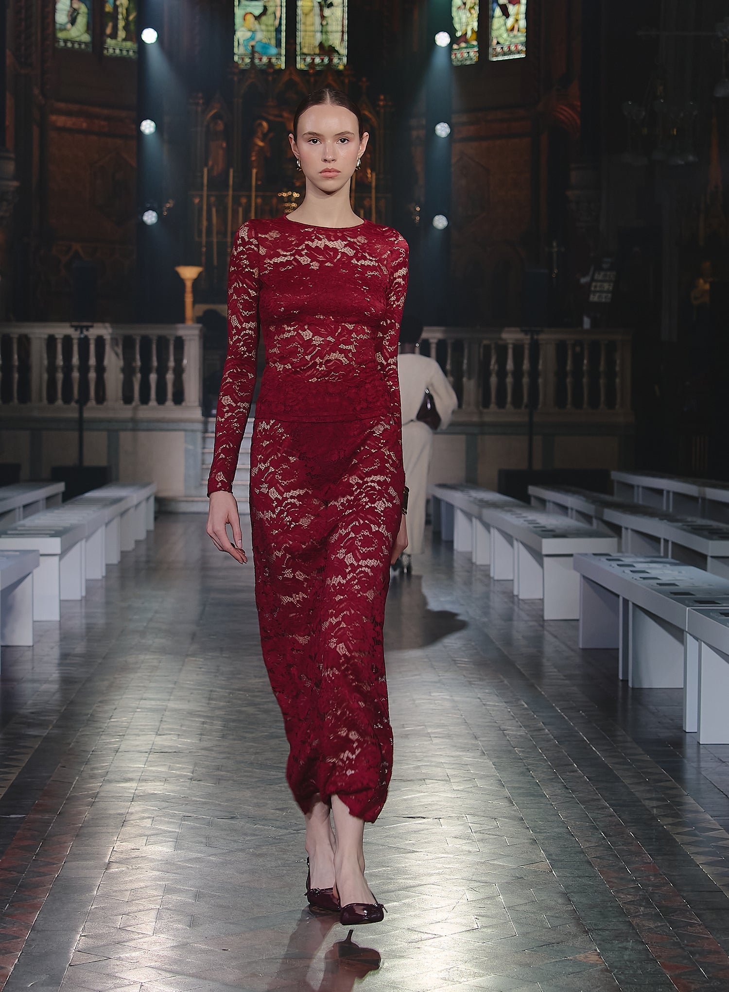 Burgundy Lace Long Sleeve Top